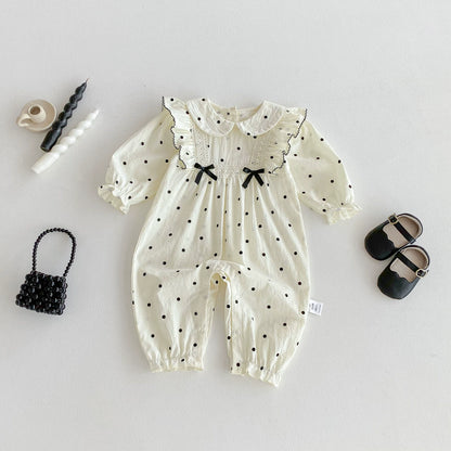 Autumn Arrival Baby Girls Long Sleeves Dots Pattern Rompers, MyKids-USA®, Baby One-Pieces, MyKids-USA -  -  -  -  -  -  - 