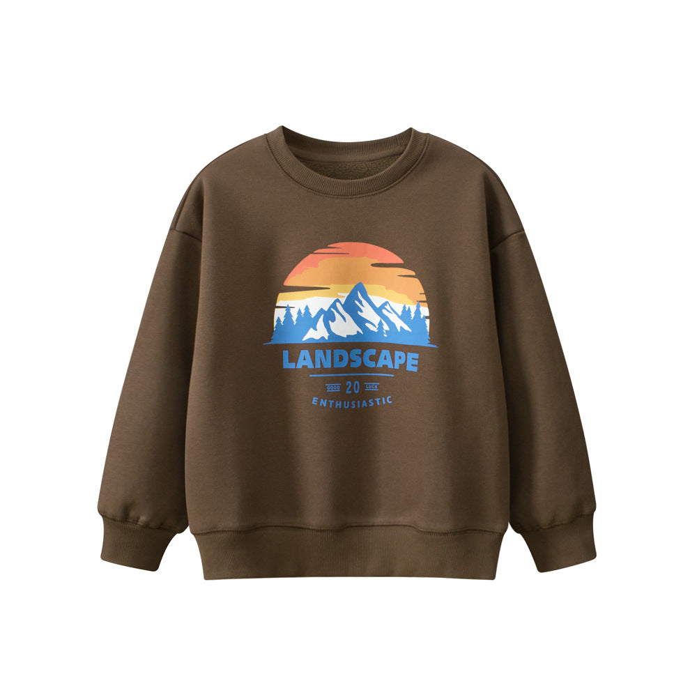 Winter Arrival Boys Landscape Print Crew Neck Long Sleeves Thick Sweatshirt, MyKids-USA®, Baby & Toddler Outerwear, MyKids-USA -  -  -  -  -  -  - 
