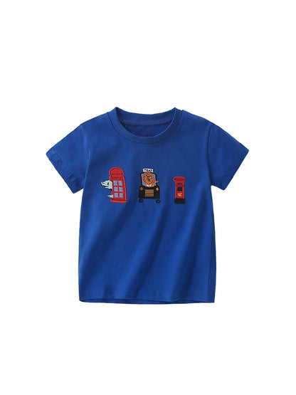 Summer Boys’ English Elements and Animals Cartoon Pattern T-shirt in European and American Style, MyKids-USA®, T-Shirts, MyKids-USA -  -  -  -  -  -  - 