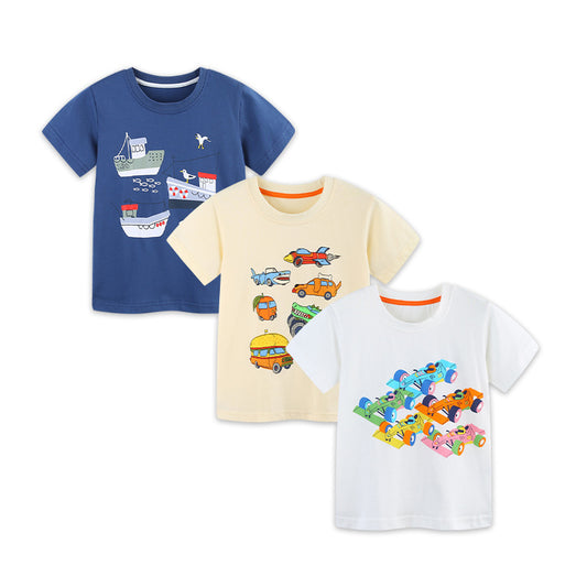 Summer Baby Kids Casual Cartoon Pattern T-shirt Clothing Set for Boys, MyKids-USA®, Baby & Children's Outfits, MyKids-USA - Size/Age - 90 (12-24M) - Color - Blue -  -  - TR2606112225-A.