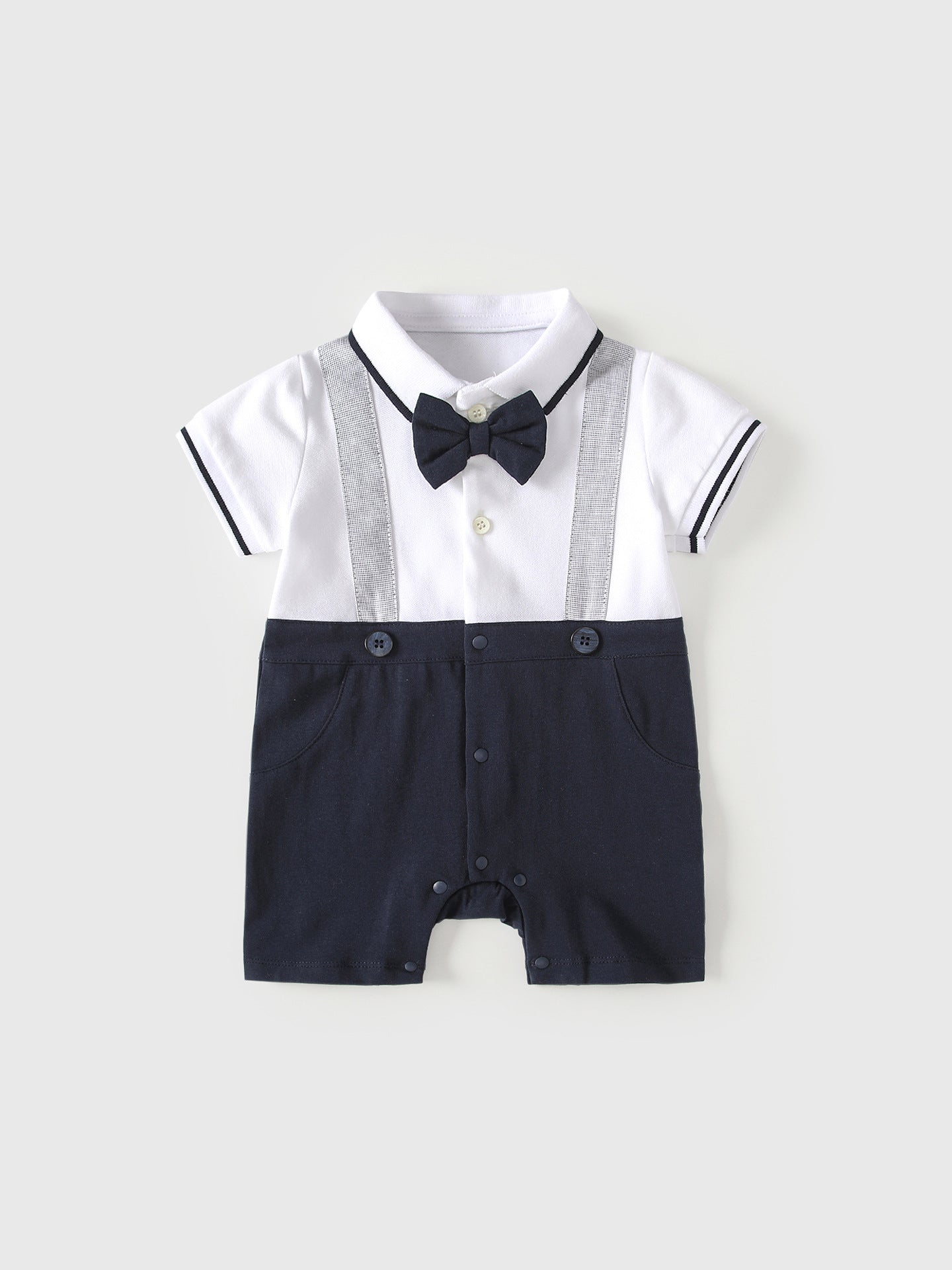 Summer Arrival Baby Boys Short Sleeves Color Patchwork Single Breasted Rompers Bodysuits, MyKids-USA®, Baby & Children's One-Pieces, MyKids-USA - Size/Age - 66 (3-6M) - Color - Beige -  -  - TR2605182331-A.