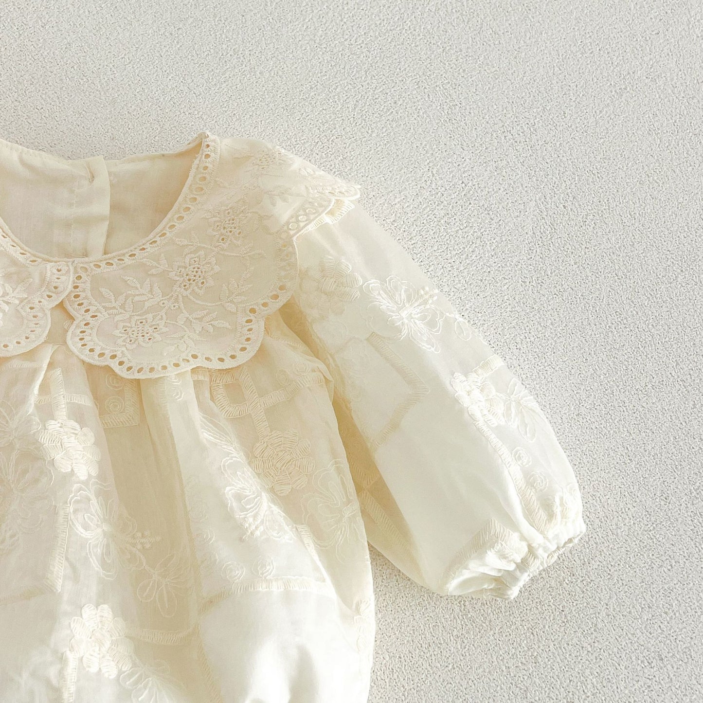 MyKids-USA® Autumn Flowers Embroidered Solid Color Baby Kids Girls Princess Bodysuit