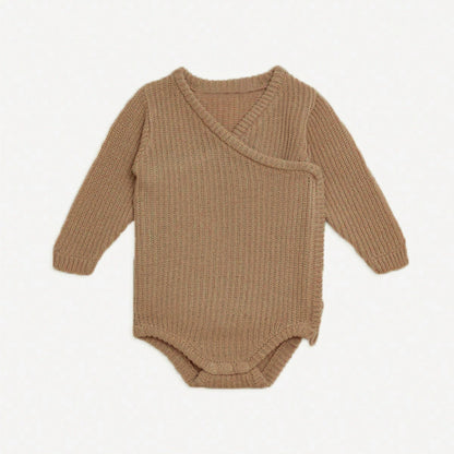 Arrival Winter and Spring Baby Unisex Casual Knitted Long Sleeves V Neck Bodysuit, MyKids-USA®, Baby One-Pieces, MyKids-USA - Size/Age - 66 (3-6M) - Color - Khaki -  -  - TR2601071948-B.