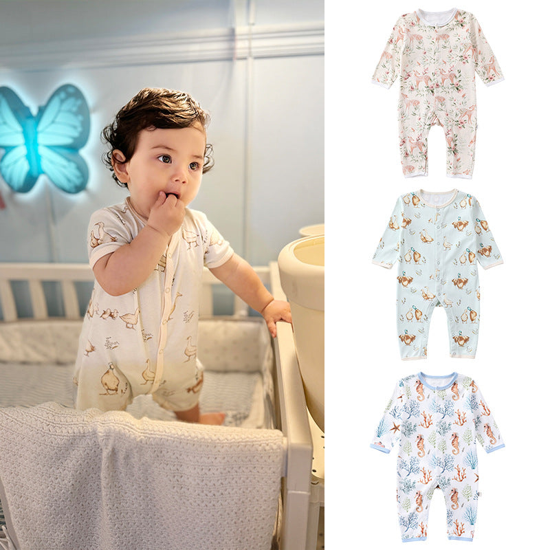 Autumn and Spring Arrival Baby Unisex Animals Pattern Long Sleeves Crew Neck Single Breasted Rompers, MyKids-USA®, Baby One-Pieces, MyKids-USA -  -  -  -  -  -  - 