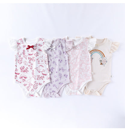 Summer Arrival Baby Girls Fly Sleeves Floral Pattern Onesies Bodysuits, MyKids-USA®, Baby One-Pieces, MyKids-USA -  -  -  -  -  -  - 