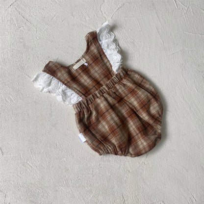 Autumn and Spring Arrival Baby Girls Plaid Pattern Sleeveless V Neck Bodysuit, MyKids-USA®, Bodysuits, MyKids-USA -  -  -  -  -  -  - .