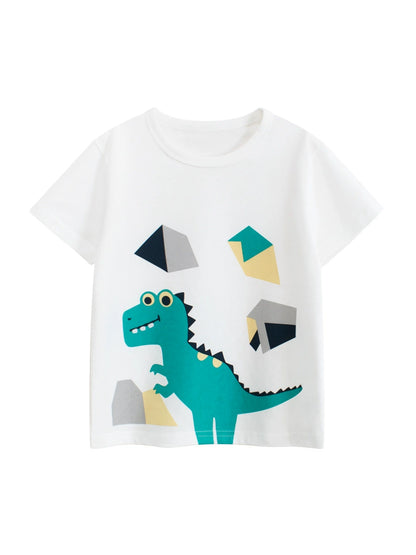 Summer Boys’ Animals Cartoon and Geometric Pattern T-shirt in European and American Style, MyKids-USA®, Baby & Toddler Tops, MyKids-USA -  -  -  -  -  -  - 