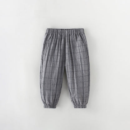 Arrival Summer Trendy Plaid Check Kids Sweatpants-Style Trousers