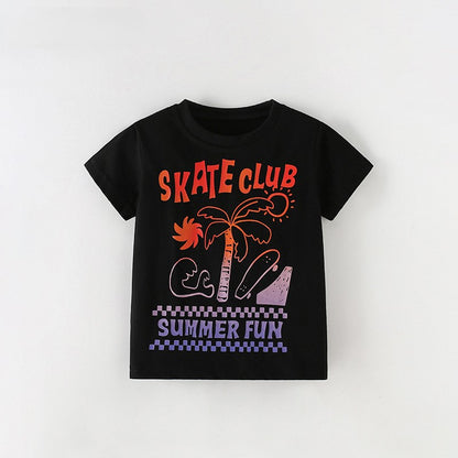Summer Boys’ Letters Pattern T-shirt in European and American Style, MyKids-USA®, T-Shirts, MyKids-USA - Size/Age - 100 (2-3Y) - Color - Black -  -  - TR2605212336-A.