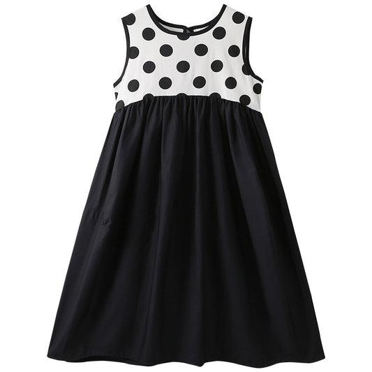 Hot Selling Summer Kids Girls Fashion Style Polka Dots Sleeveless Color Patchwork Dress, MyKids-USA®, Baby & Toddler Dresses, MyKids-USA - Size/Age - 120 (5-7Y) - Color - Black -  -  - TR2406182326-A