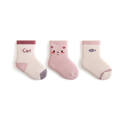 Autumn and Winter Arrival Baby Unisex Breathable Animals Pattern Cute Socks 1 Lot=3-Pair Set, MyKids-USA®, Baby & Toddler Socks & Tights, MyKids-USA - Size/Age - XS (0-6M) - Color - Light Pink -  -  - TR2601021025-F.
