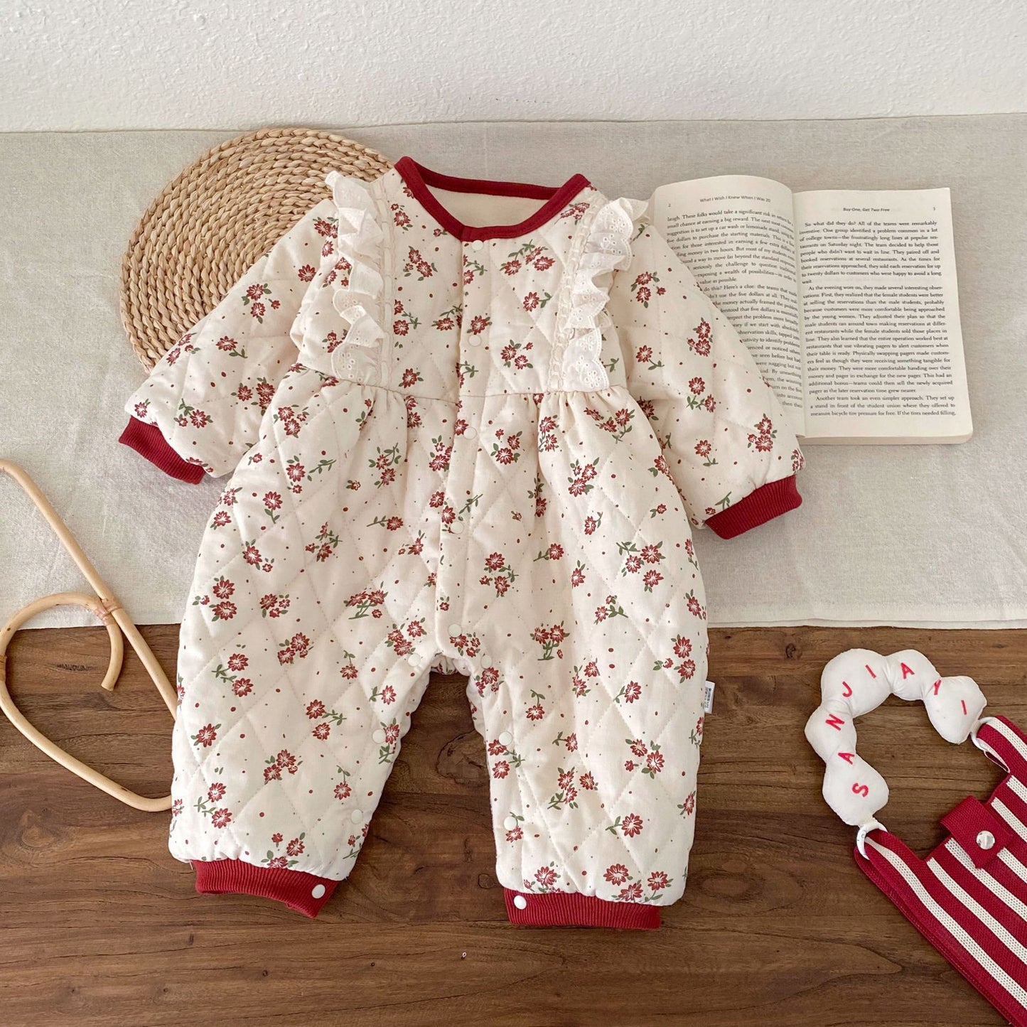 Winter Arrival Baby Girls Flowers Pattern Warm Padded Thick Romper, MyKids-USA®, Baby & Toddler Outfits, MyKids-USA -  -  -  -  -  -  - 