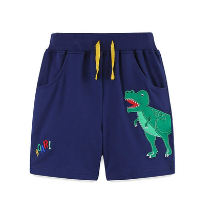 Summer Arrival Kids Boys Cotton Casual Style Cartoon Dinosaur and Letters Pattern Shorts, MyKids-USA®, Shorts, MyKids-USA - Size/Age - 90 (12-24M) - Color - Navy Blue (Dark Blue) -  -  - TR2505062131-A