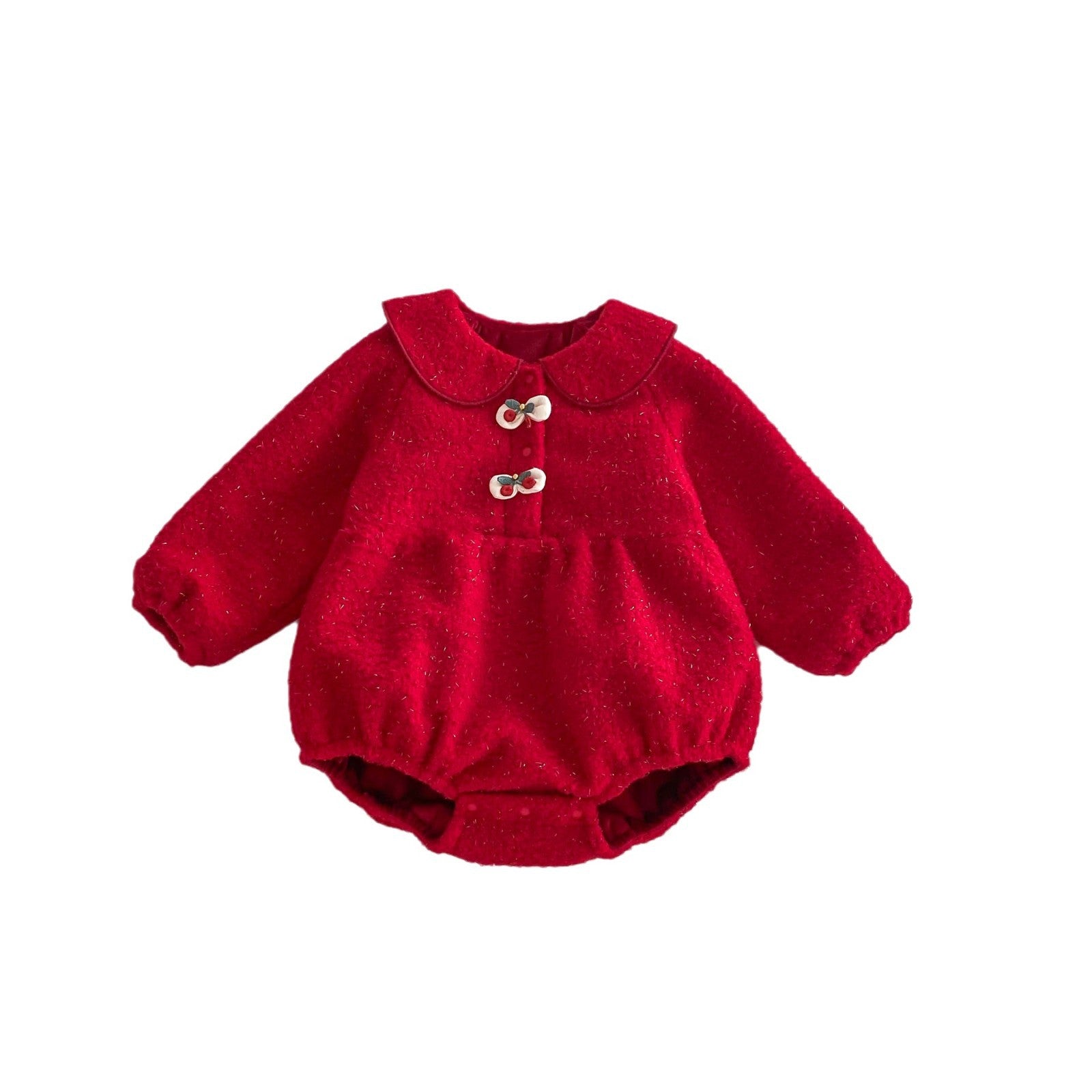 Winter Arrival Baby Girls Cute Cherry Attached Red Long Sleeves Onesies, MyKids-USA®, Baby One-Pieces, MyKids-USA -  -  -  -  -  -  - 