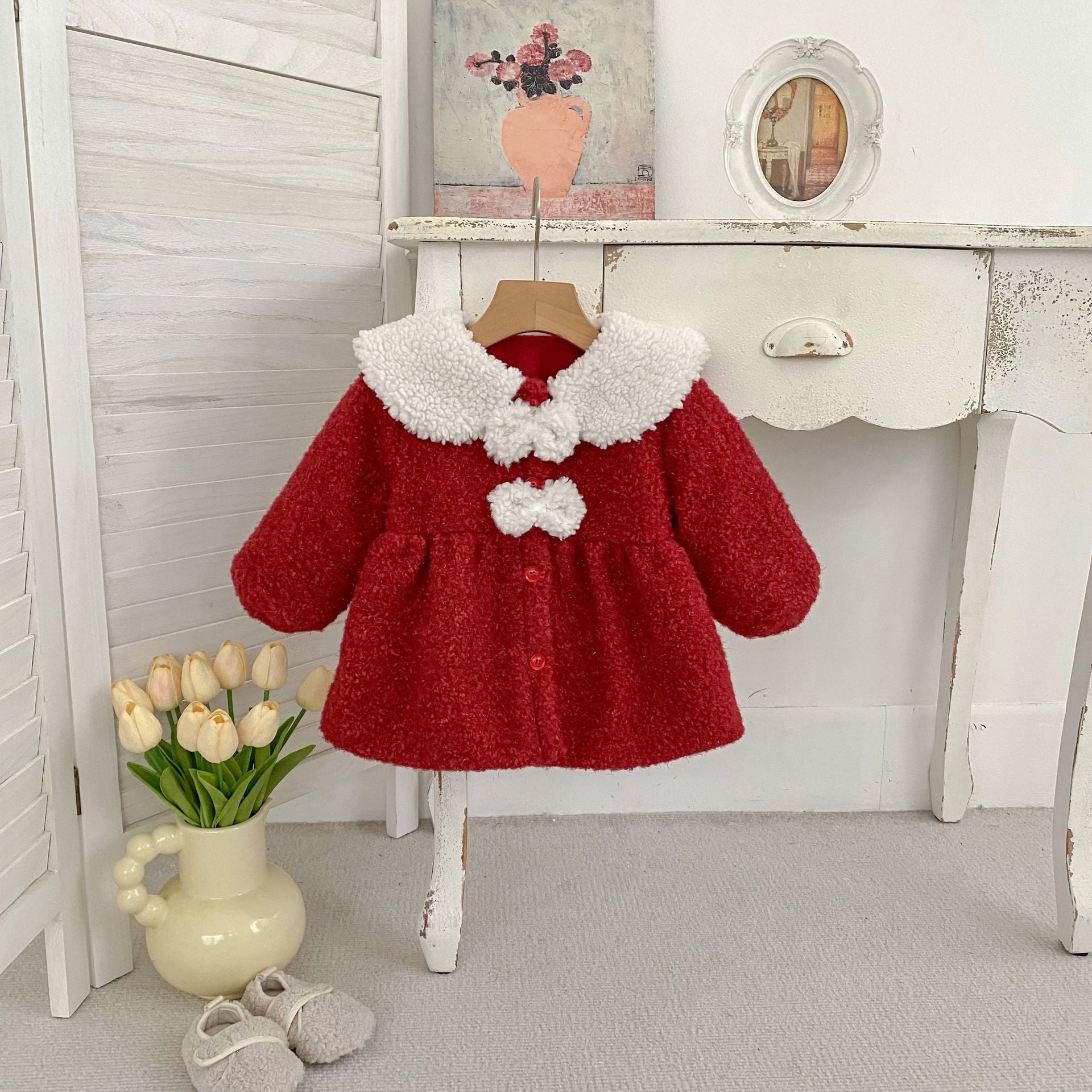 Winter Arrival Baby Kids Girls Color Patchwork Long Sleeves Warm Fluffy Coat, MyKids-USA®, Puffer Jackets, MyKids-USA - Size/Age - 73 (6-9M) - Color - Red -  -  - TR2512011837-A