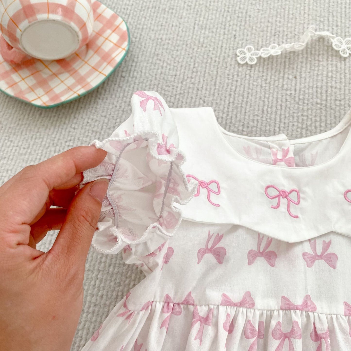 Summer Baby Girls French-style Butterfly-bow Pattern Short Sleeves Onesies and Dress – Princess Sister Matching Set, MyKids-USA®, Baby & Toddler Dresses, MyKids-USA -  -  -  -  -  -  - 