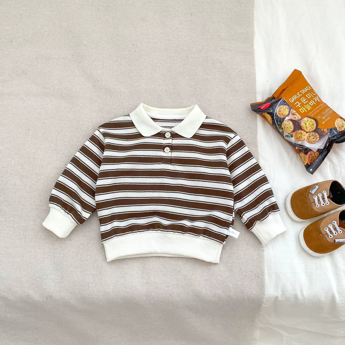 Spring and Autumn Baby Kids Unisex Striped Pattern Top Polo Shirt and Denim Pants Clothing Set, MyKids-USA®, Baby & Toddler Outfits, MyKids-USA - Size/Age - 73 (6-9M) - Color - Coffee -  -  - TR2509042127-B