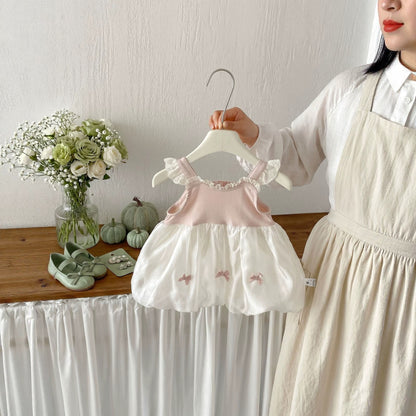 Summer Baby Kids Girls Sleeveless Color Patchwork Dress
