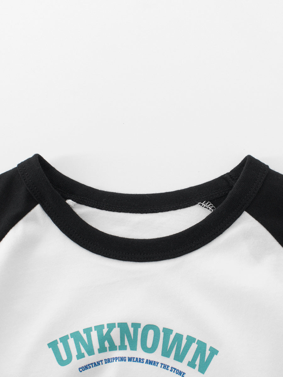 Summer Boys’ Letters Pattern T-shirt in European and American Style