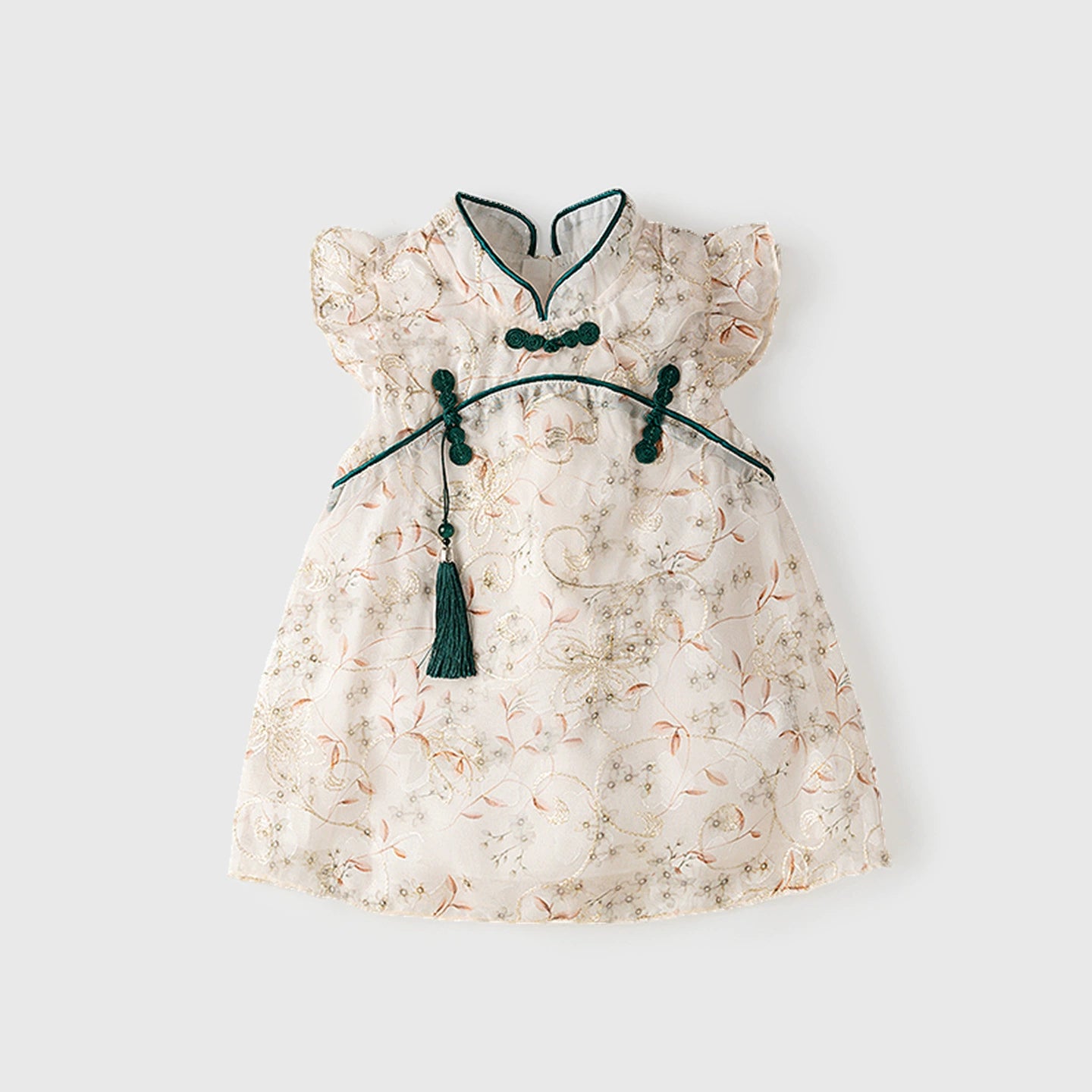 Summer Arrival Fly Sleeves Floral Dress for Stylish Girls, MyKids-USA®, Baby & Children's Dresses, MyKids-USA - Size/Age - 80 (9-12M) - Color - Green -  -  - TR2605142335-A.