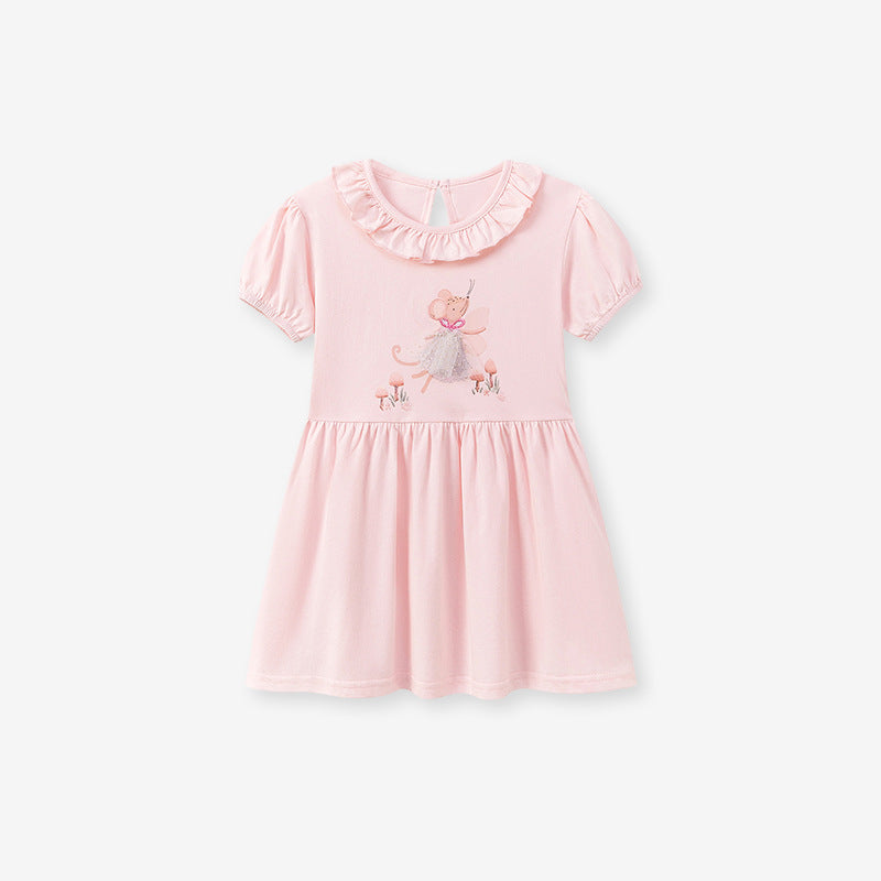 Summer Arrival Animals Cartoon Pattern Short Sleeves Dress with Collar for Stylish Girls, MyKids-USA®, Baby & Toddler Dresses, MyKids-USA - Size/Age - 90 (12-24M) - Color - Pink -  -  - TR2601081643-A.