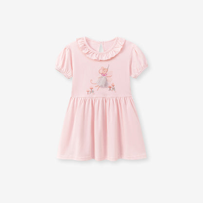 Summer Arrival Animals Cartoon Pattern Short Sleeves Dress with Collar for Stylish Girls, MyKids-USA®, Baby & Toddler Dresses, MyKids-USA - Size/Age - 90 (12-24M) - Color - Pink -  -  - TR2601081643-A.