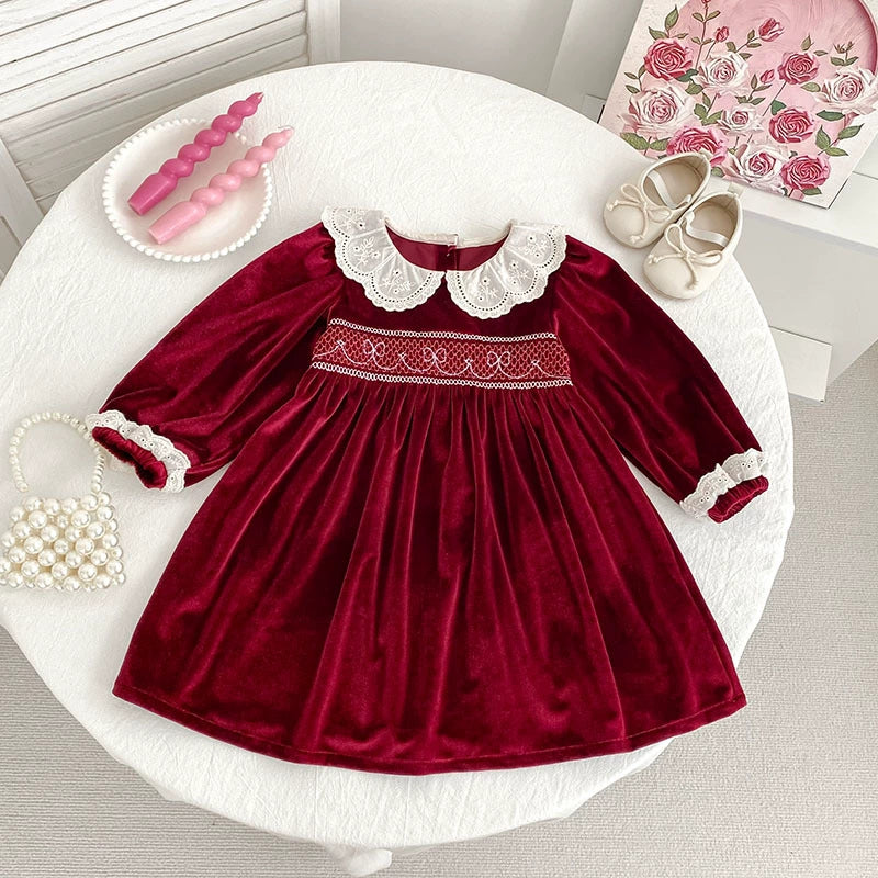 Autumn Baby Girls Long-sleeved Onesies and Dress – Princess Sister Matching Set with Hollow-out Collar, MyKids-USA®, Baby & Toddler Dresses, MyKids-USA -  -  -  -  -  -  - 