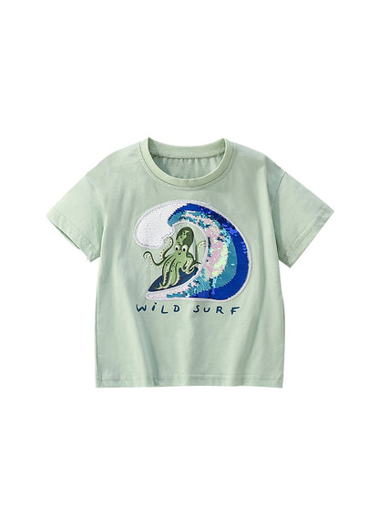 Summer Boys’ Octopus Cartoon Pattern T-shirt in European and American Style, MyKids-USA®, Baby & Toddler Tops, MyKids-USA -  -  -  -  -  -  - 