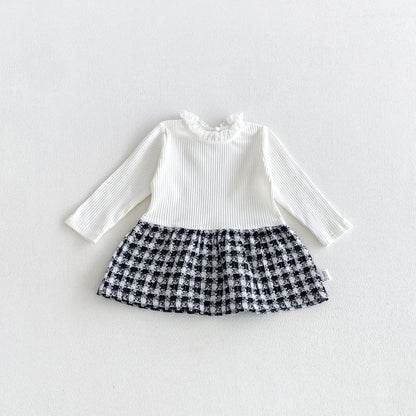 MyKids-USA® Arrival Autumn Baby Kids Girls Long Sleeves Plaid Coat and Color Patchwork Top Clothing Set