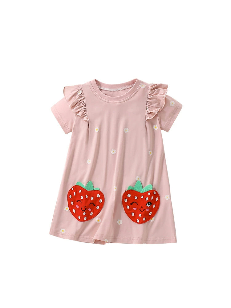Summer Arrival Red Strawberry Cartoon Pattern Short Sleeves Cute Dress for Stylish Girls, MyKids-USA®, Baby & Toddler Dresses, MyKids-USA -  -  -  -  -  -  - 