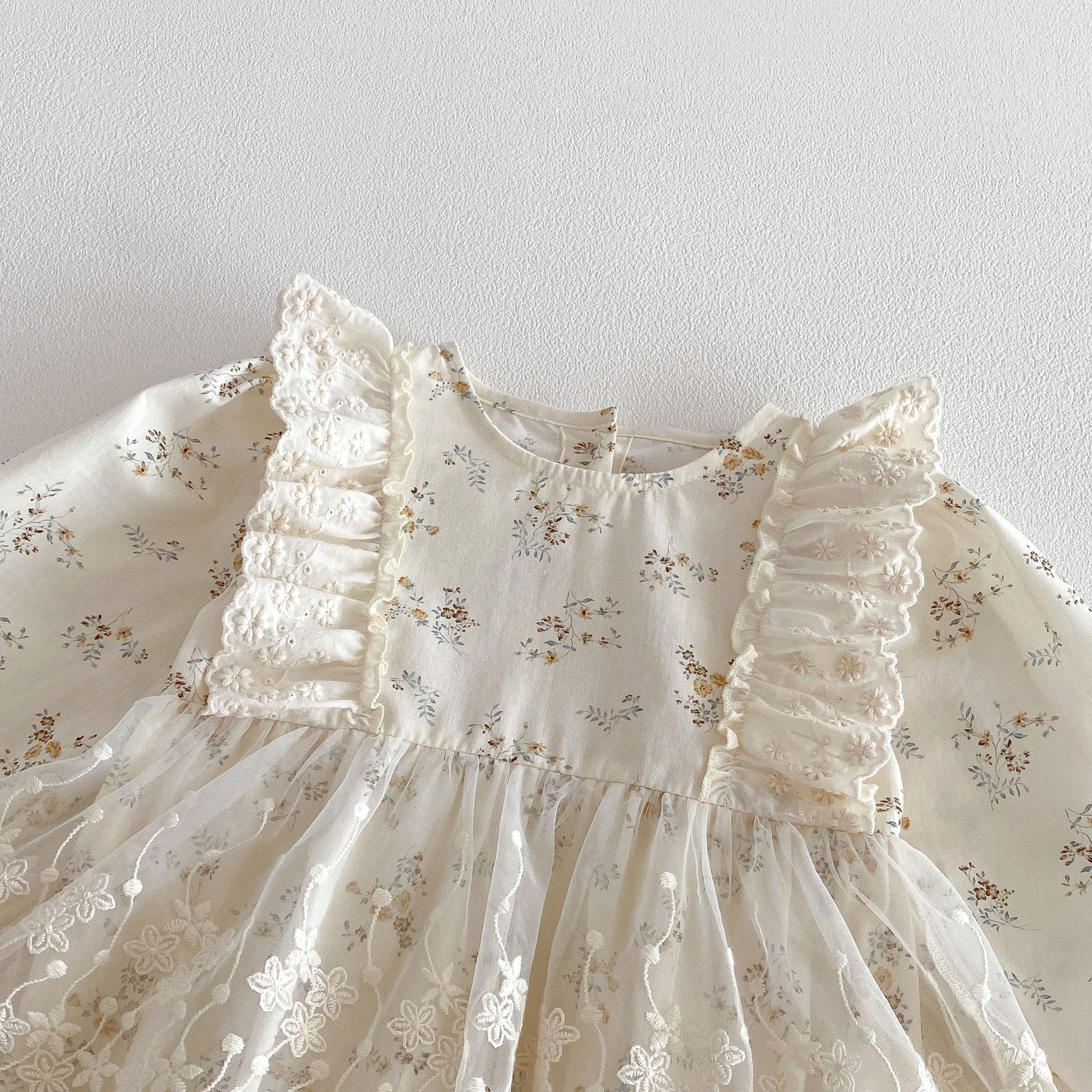 Spring Arrival Baby Girls Long Sleeves Tulle Decorated Floral Bodysuit, MyKids-USA®, Bodysuits, MyKids-USA -  -  -  -  -  -  - .