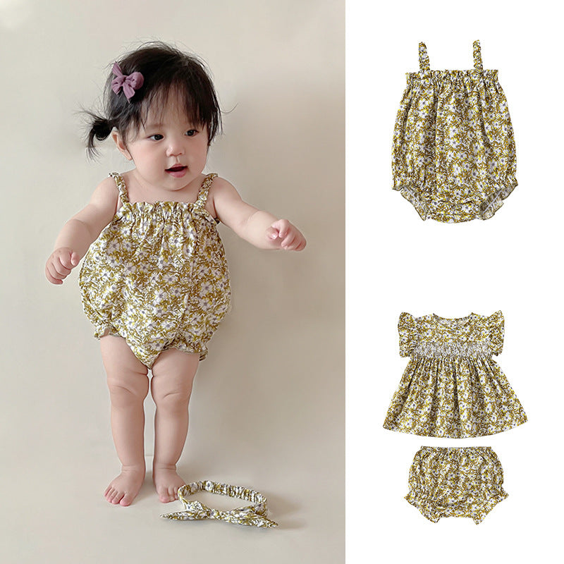 Baby Floral Pattern Soft Cotton Summer Outfits
