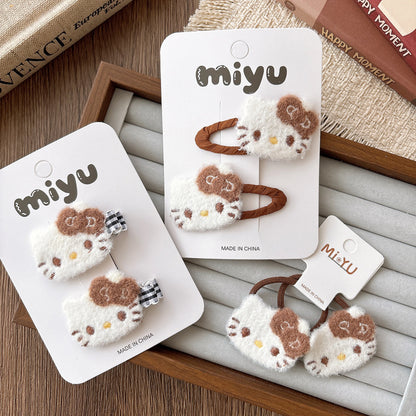 Collection of 2 Cute Cartoon Kitty Pattern Hair Clips or Hair Ties, MyKids-USA®, Hair Pins, Claws & Clips, MyKids-USA -  -  -  -  -  -  - .