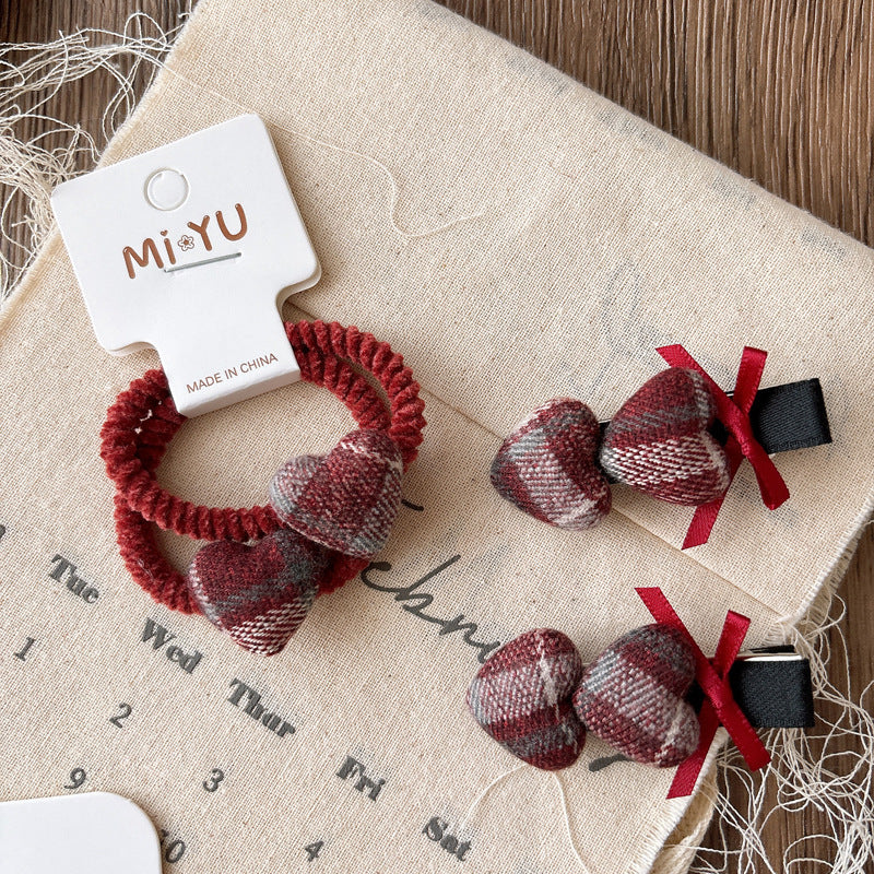 Collection of 2 Versatile Red Plaid Hair Clips or Hair Ties, MyKids-USA®, Hair Pins, Claws & Clips, MyKids-USA -  -  -  -  -  -  - .