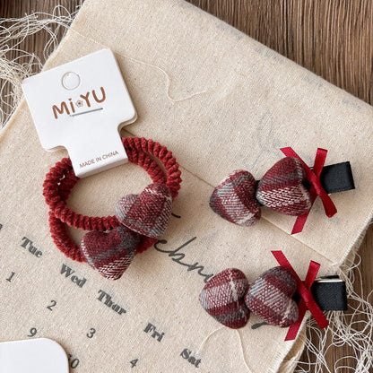 Collection of 2 Versatile Red Plaid Hair Clips or Hair Ties, MyKids-USA®, Hair Pins, Claws & Clips, MyKids-USA -  -  -  -  -  -  - .