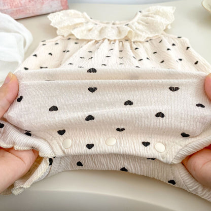 Summer Arrival Baby Girls Apricot Sleeveless Hearts Pattern Onesies with Embroidered Collar, MyKids-USA®, Baby One-Pieces, MyKids-USA -  -  -  -  -  -  - 