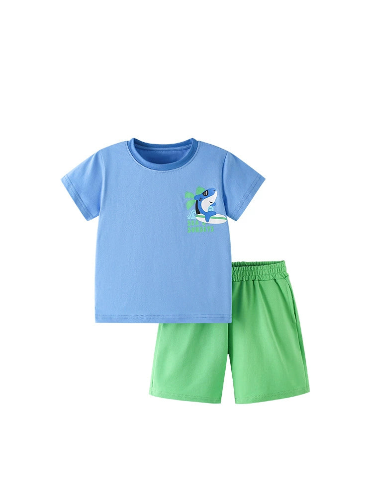 Summer Baby Kids Animals Cartoon Pattern T-shirt and Plain Shorts Clothing Set for Boys, MyKids-USA®, Baby & Toddler Outfits, MyKids-USA -  -  -  -  -  -  - 