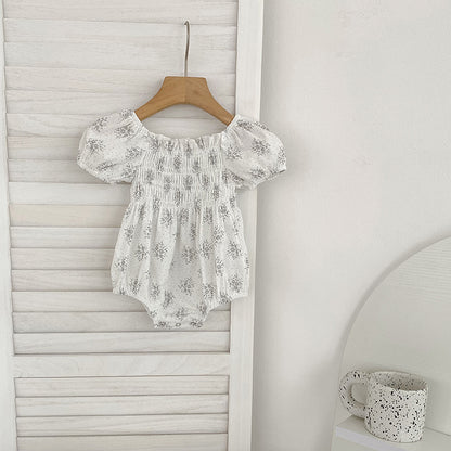 Summer Baby Girls French-style Flowers Pattern Short-sleeved Onesies and Dress – Princess Sister Matching, MyKids-USA®, Baby One-Pieces, MyKids-USA -  -  -  -  -  -  - 