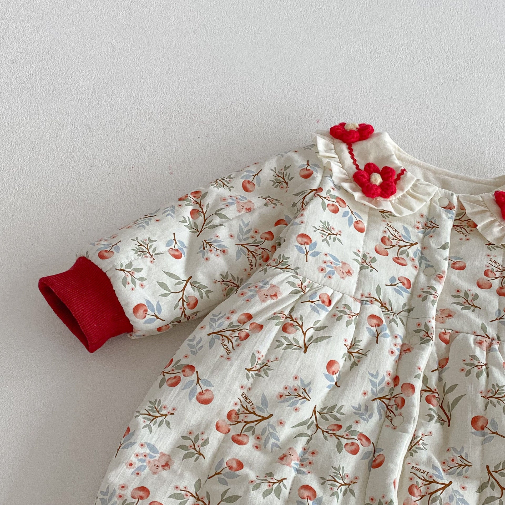 Winter Arrival Baby Girls Long Sleeves Floral Pattern Fleece-lined Warm Rompers, MyKids-USA®, Baby One-Pieces, MyKids-USA -  -  -  -  -  -  - 