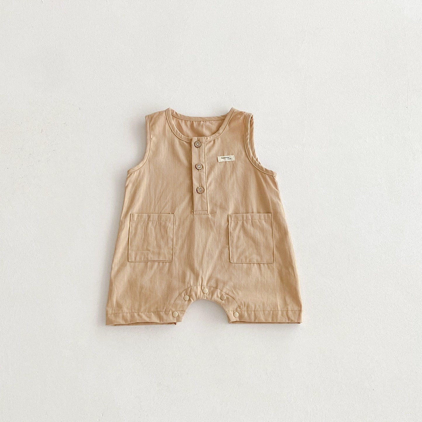 Summer Arrival Baby Unisex Letters Pattern Sleeveless Casual Rompers, MyKids-USA®, Baby One-Pieces, MyKids-USA - Size/Age - 66 (3-6M) - Color - Khaki -  -  - TR2506292010-B