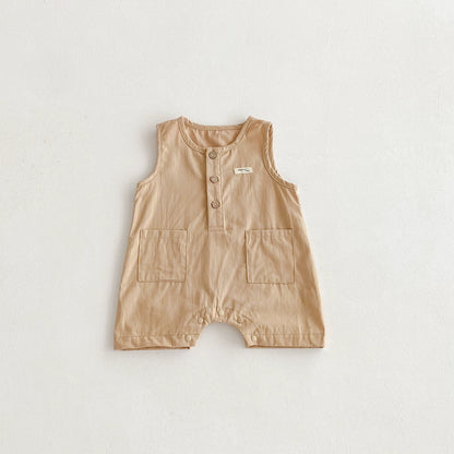 Summer Arrival Baby Unisex Letters Pattern Sleeveless Casual Rompers, MyKids-USA®, Baby One-Pieces, MyKids-USA - Size/Age - 66 (3-6M) - Color - Khaki -  -  - TR2506292010-B