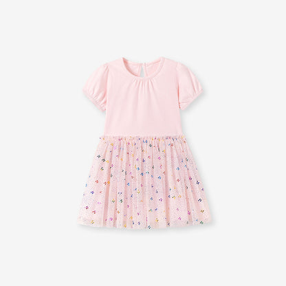 Summer Arrival Dots and Cherry Pattern Short Sleeves Crew Neck Dress for Stylish Girls, MyKids-USA®, Baby & Children's Dresses, MyKids-USA - Size/Age - 90 (12-24M) - Color - Pink -  -  - TR2605032128-A.