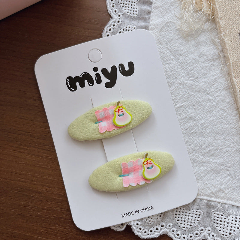 Collection of 2 Color Patchwork Hair Clips, MyKids-USA®, Hair Pins, Claws & Clips, MyKids-USA - Size/Age - Average Size (0-12Y） - Color - Green -  -  - TR2605132238-B.