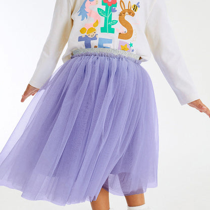 Autumn Print Pattern Hoodie & Lace Skirts Sets