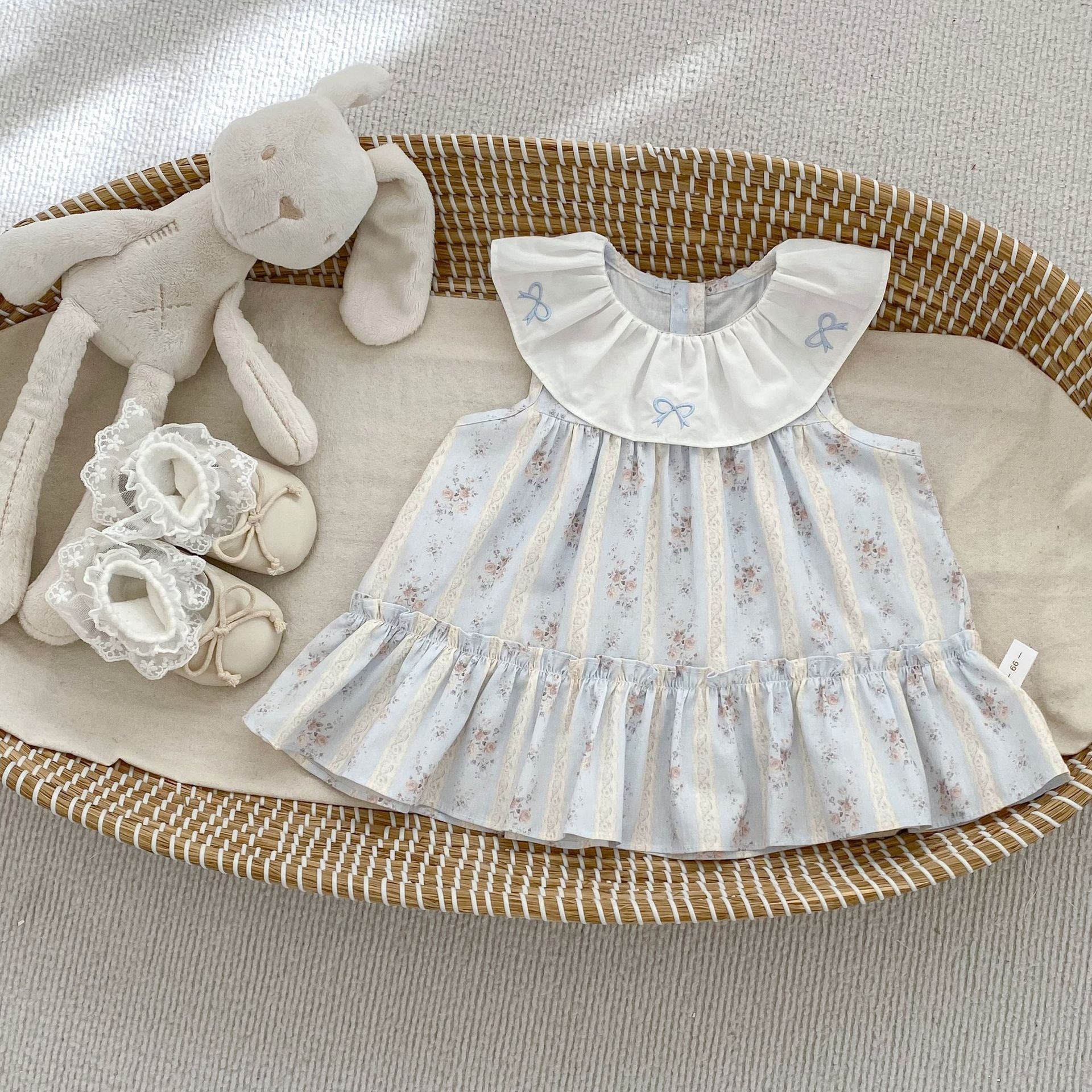 Summer Arrival Baby Girls Sleeveless Floral Pattern Color Patchwork Dress, MyKids-USA®, Baby & Children's Dresses, MyKids-USA - Size/Age - 73 (6-9M) - Color - Blue -  -  - TR2604212248-A.
