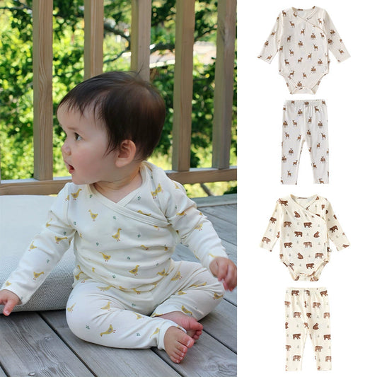 Arrival Baby Unisex Long Sleeves Casual Animals Pattern V Neck Onesies and Pants Clothing Sets, MyKids-USA®, Baby & Toddler Outfits, MyKids-USA -  -  -  -  -  -  - 