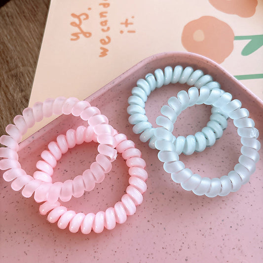Sweet And Refreshing Matte Telephone Cord Style Hair Tie With High Elasticity  Set