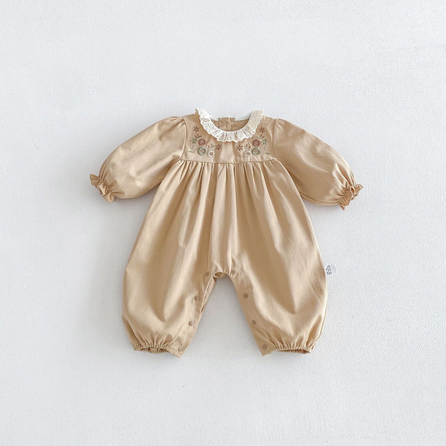 Autumn Arrival Baby Girls Long Sleeves Casual Flowers Embroidered Rompers