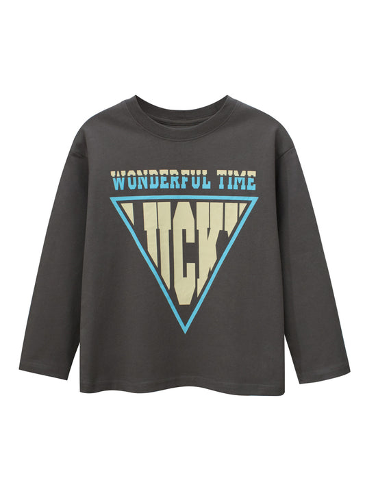 Autumn Arrival Kids Boys Letters Print Crew Neck Long Sleeves Shirt, MyKids-USA®, Baby & Toddler Outerwear, MyKids-USA - Size/Age - 120 (5-7Y) - Color - Grey -  -  - TR2410032206-A