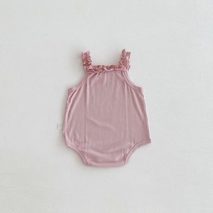 Summer Arrival Baby Girls Sleeveless Solid Color Bodysuit